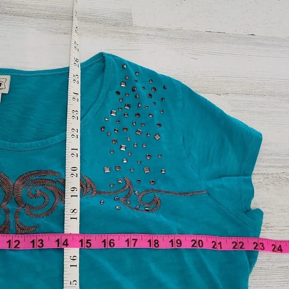 Ariat Teal Embellished Women's Top - Picture 6 of 6